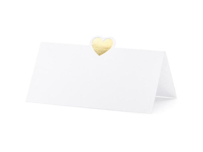 Bordkort med guld hjerte 10 stk