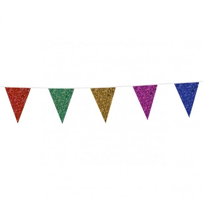 Flagbanner 6M.  med Multifarvet glitterflag