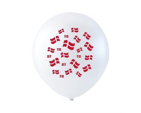Ballon Hvid med Dannebrog 10 stk