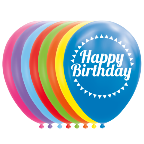 Happy Birthday balloner MULTI 8 stk