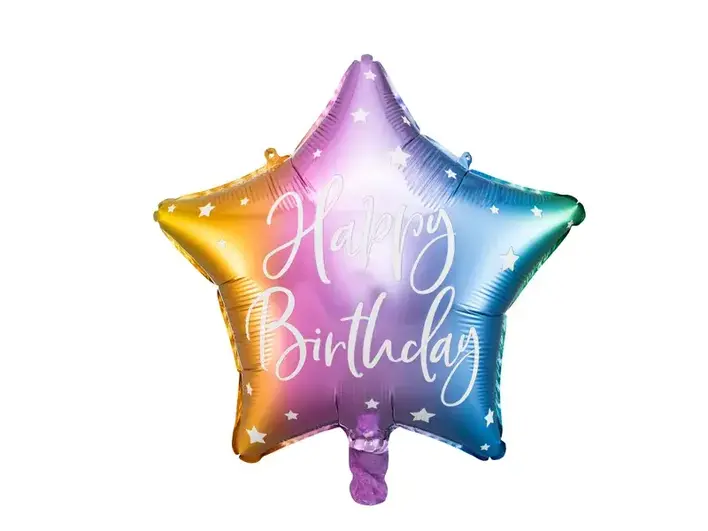 Folieballon Stjerne "Happy Birthday"