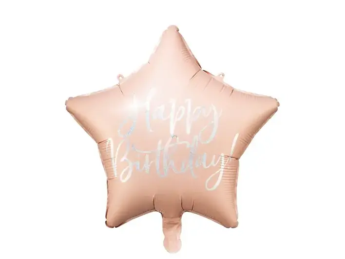 Folieballon stjerne "Happy Birthday" pudderpink