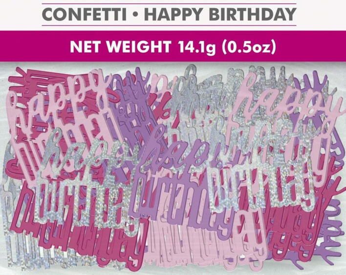 Happy Birthday konfetti i Rosa farver