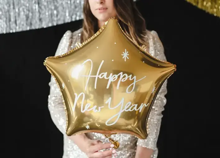 Happy New Year guld folieballon