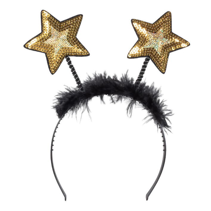 Nytårs hårbøjle med gyldne stjerner