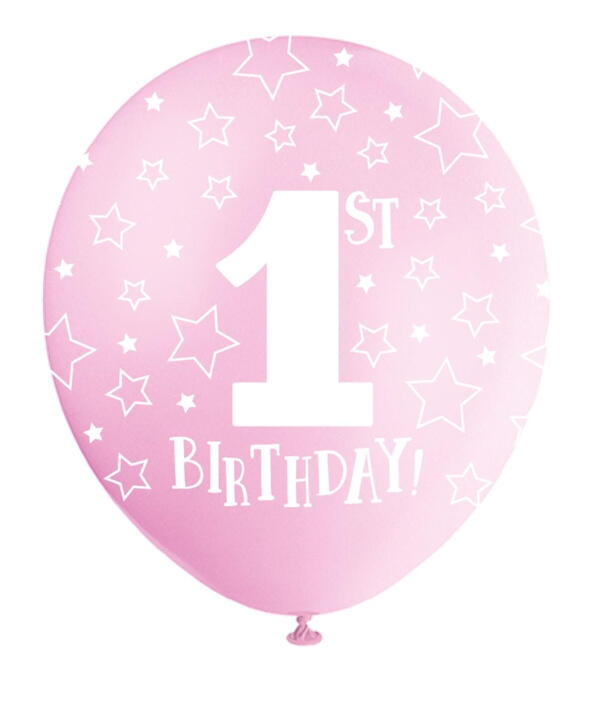Ballon 1st birthday i lyserød