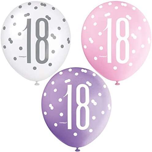 18 år balloner Rosa-Hvid-lilla