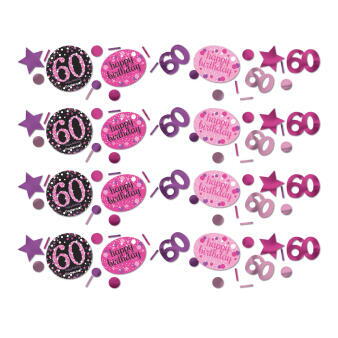60 års, konfetti pink