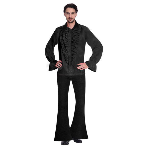 Disco skjorte med stor flæse i sort