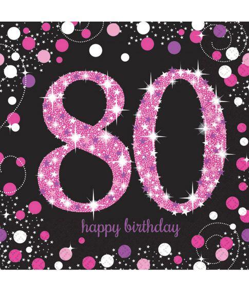80 år Servietter - Sparkling pink