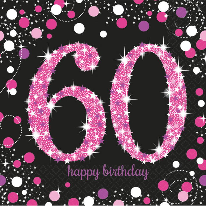60 år Servietter - Sparkling pink