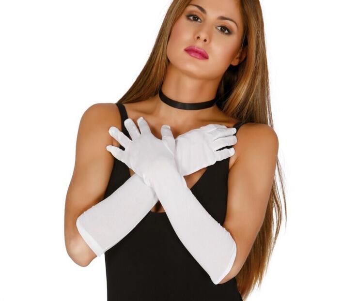 Lange hvide handsker