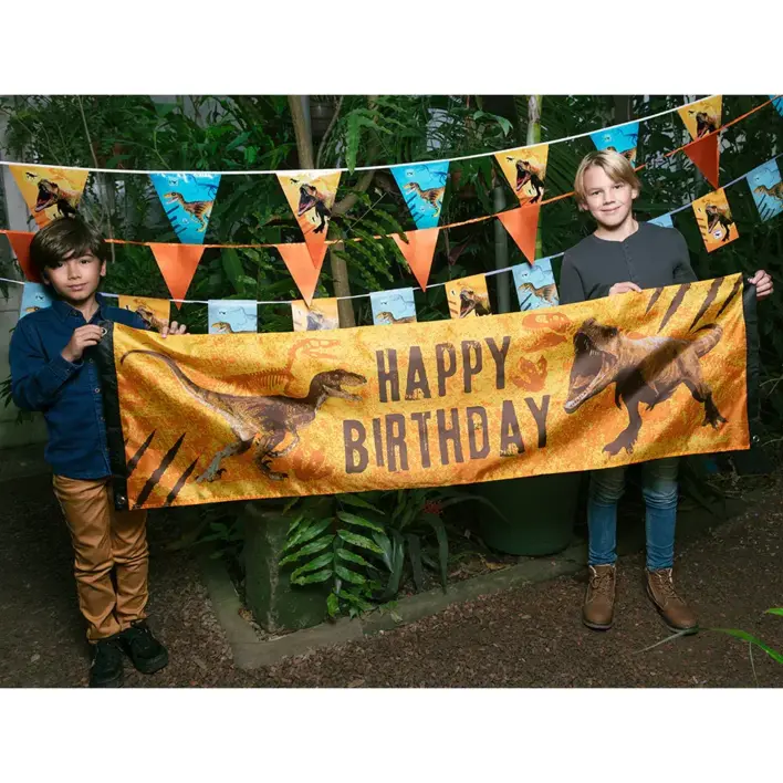T-Rex HAPPY BIRTHDAY banner