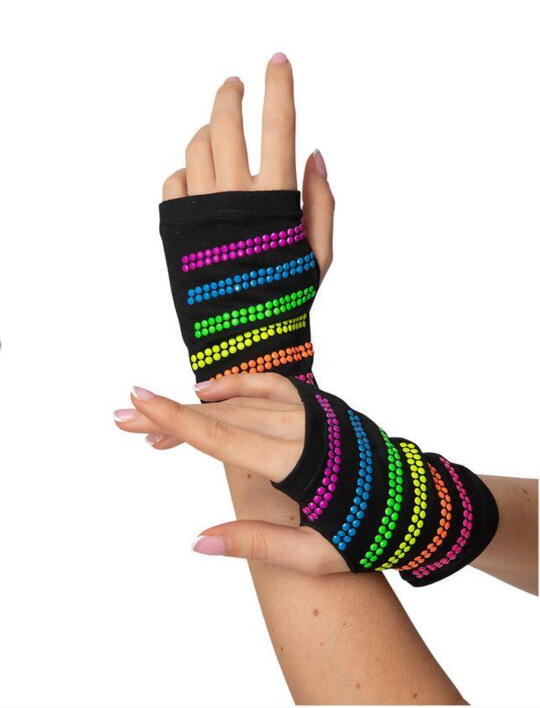 Fingerløse handsker med multifarvede sten