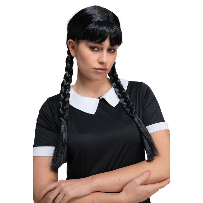 Paryk sort pandehår og fletninger