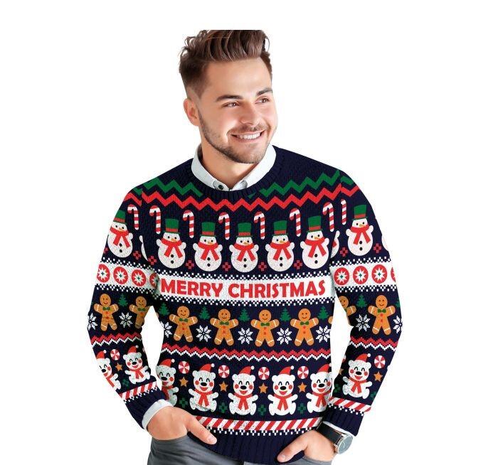 Julesweater med julemotiver til mænd