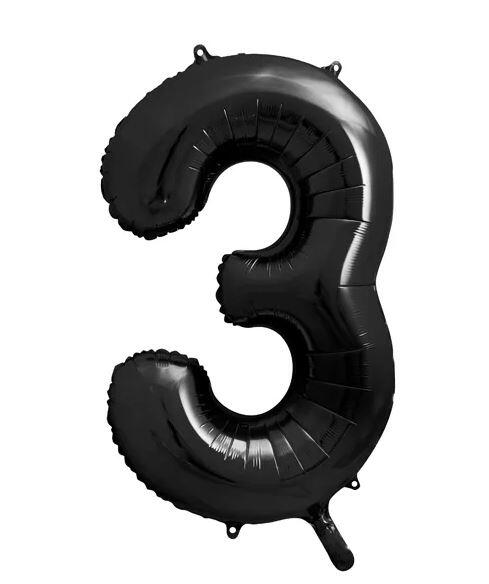 Folieballon 3 - sort 86 cm