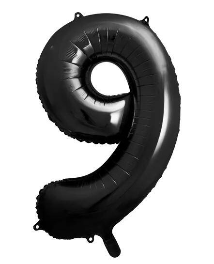 Folieballon 9 - sort 86 cm