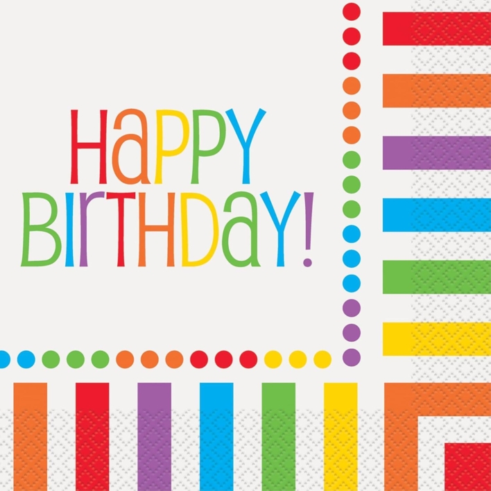 Serviet - Multifarvet, Happy birthday 16 stk