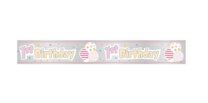 1 års fødselsdagsbanner lyserød