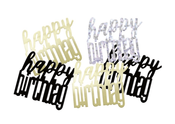 Sort-guld Happy Birthday Konfetti