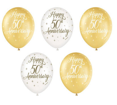 Guldbryllup balloner - 5 stk