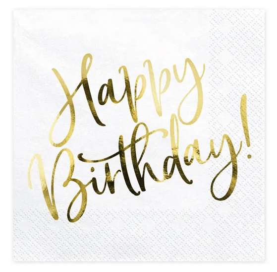 Happy birthday servietter 20 stk - Guld