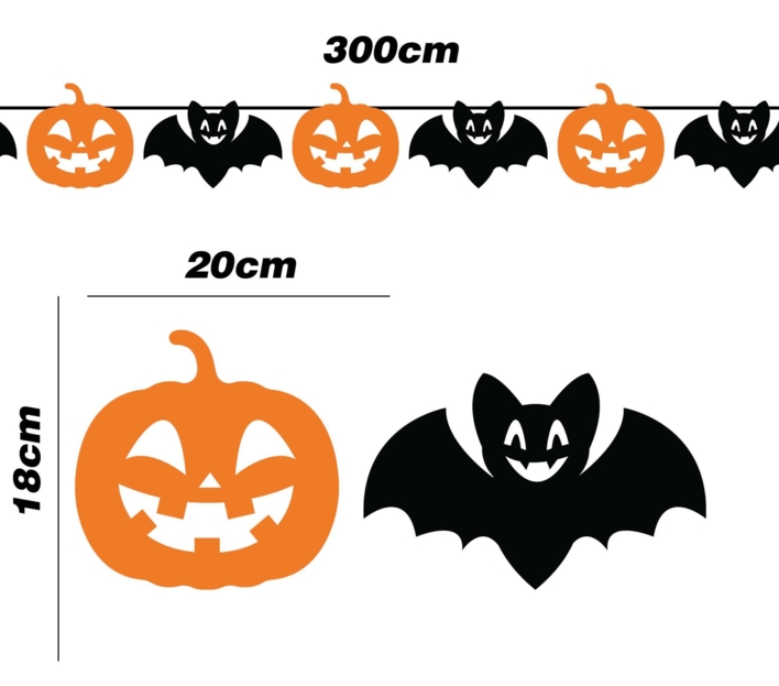 Halloween guirlande - græskar og flagermus