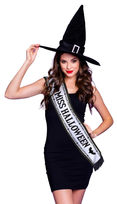 Sash sort/hvid - Miss Halloween