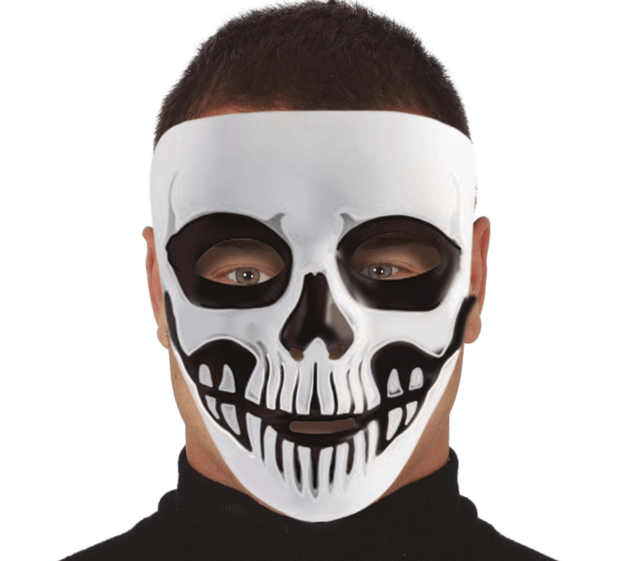 Hvid skelet maske i plast