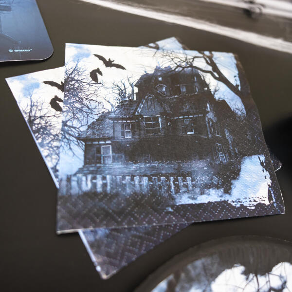 16 stk Servietter - Haunted forest - Blå/sort