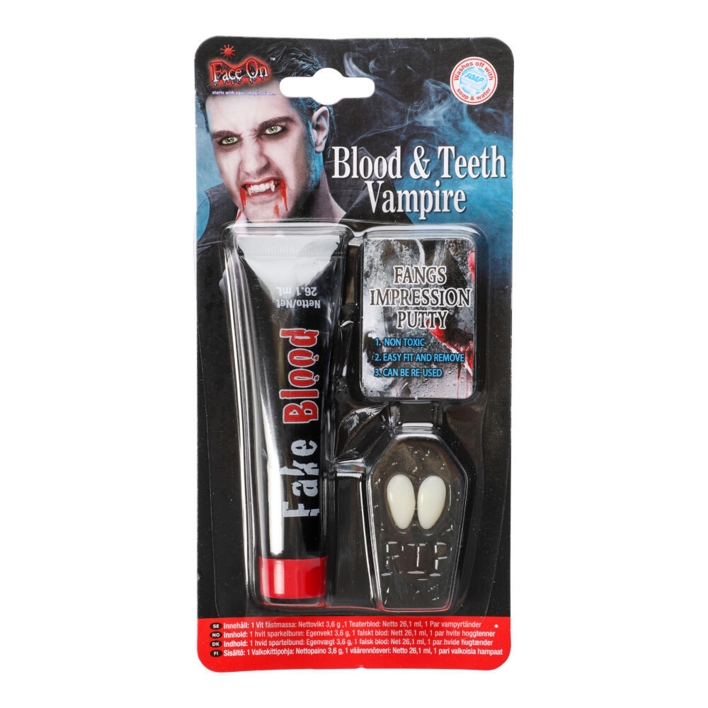 Vampyr tænder med falsk blod