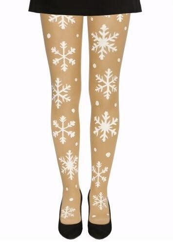 Strømpebukser med hvide snefnug til voksne