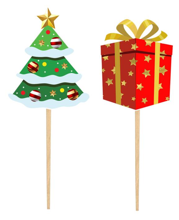 12 stk kagepicks - gave og juletræ - Juletema