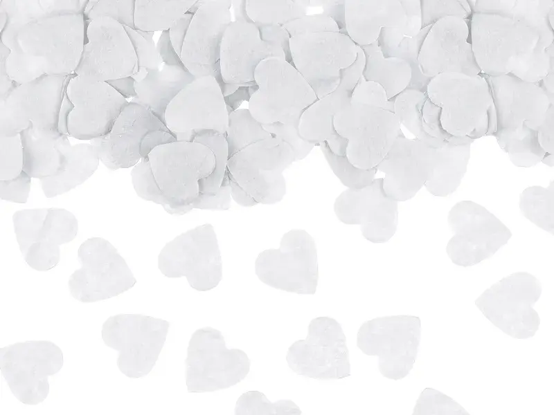 Hjertekonfetti i hvidt papir