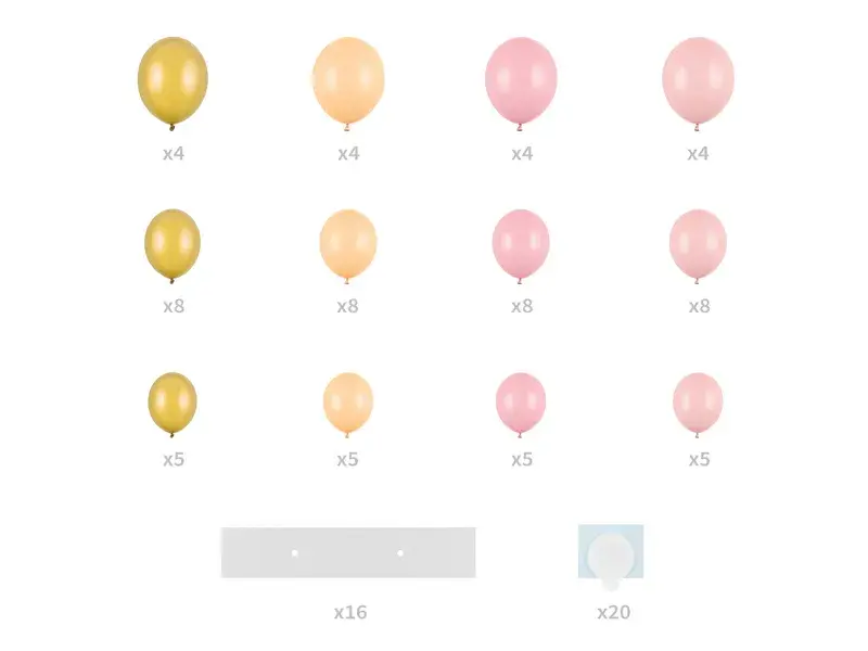 Ballonbue hjerte i rosa, fersken og guld