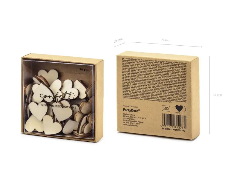 Hjertekonfetti i lyst træ