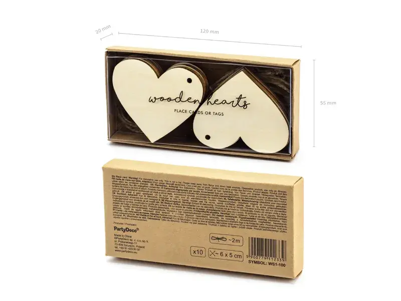 Hjerte bordkort i træ