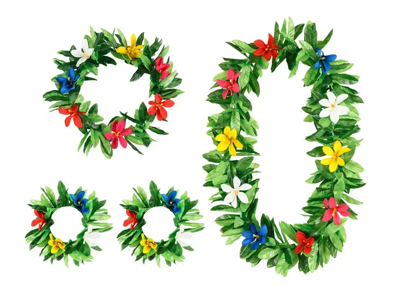 Hawaii krans - sæt med grønne blade