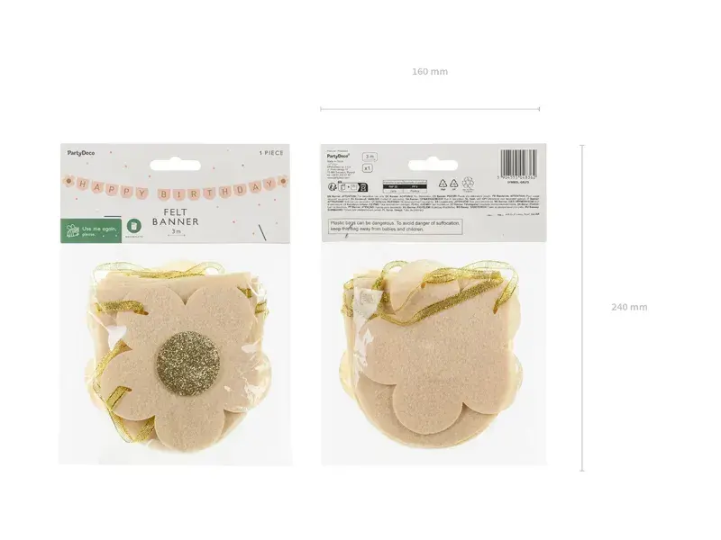 Happy Birthday flagguirlande i filt