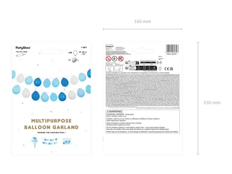 Ballon guirlande i hvid og blå