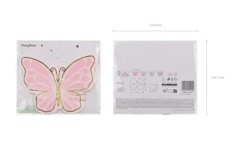 Sommerfugl servietter i pastel