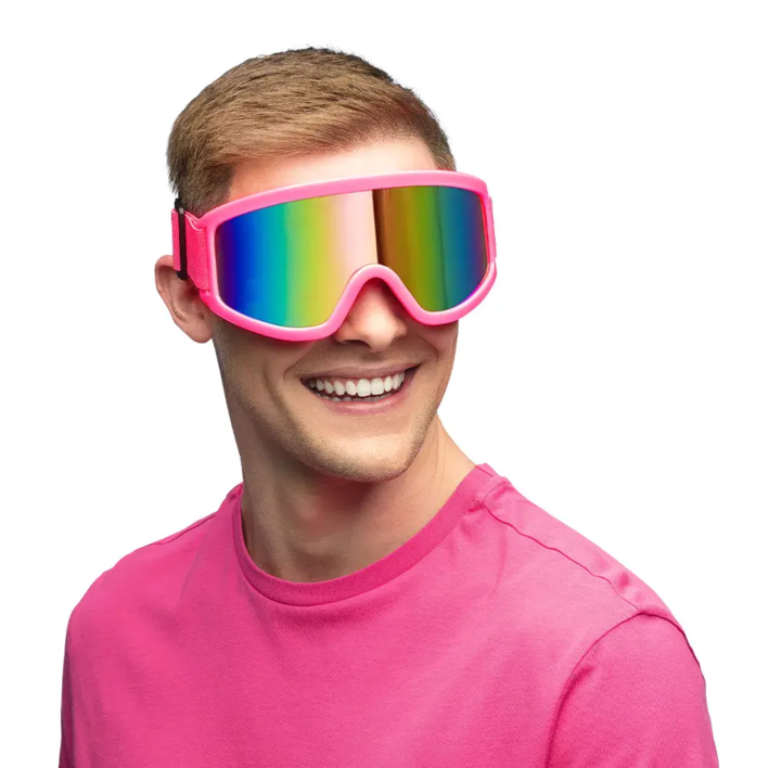 Skibrille i neon pink