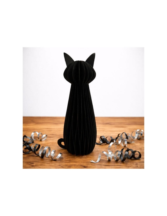 Fastelavnskat i sort papirvæv 30cm