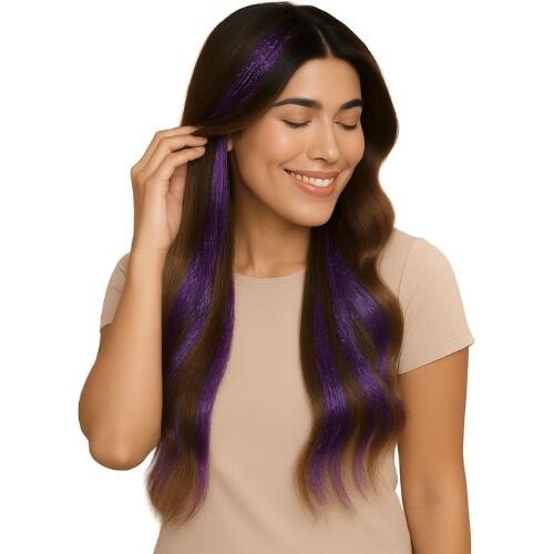 Hårextensions i glitter-lilla