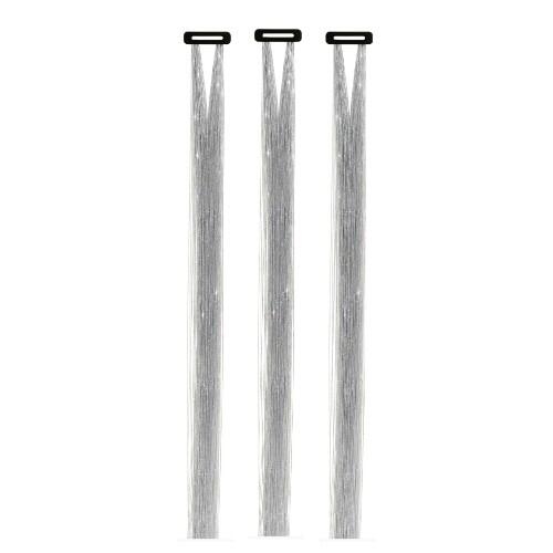 Hårextensions i sølv-glitter