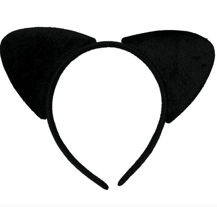 Katteører på hårbøjle i sort