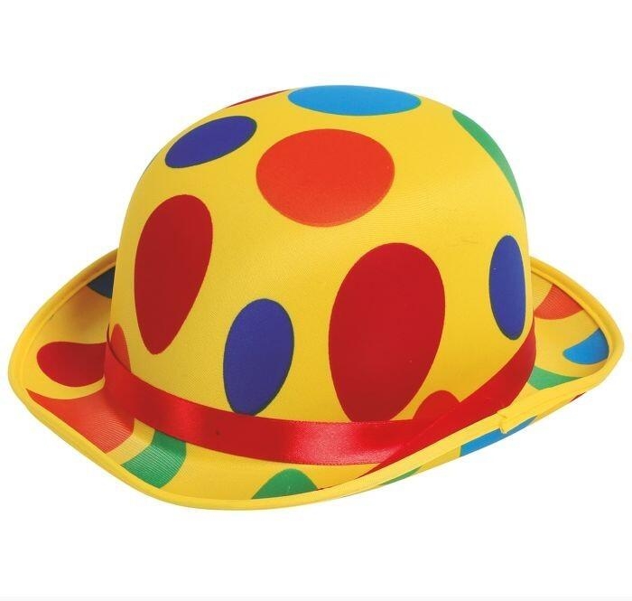 Klovne bowlerhat i gul