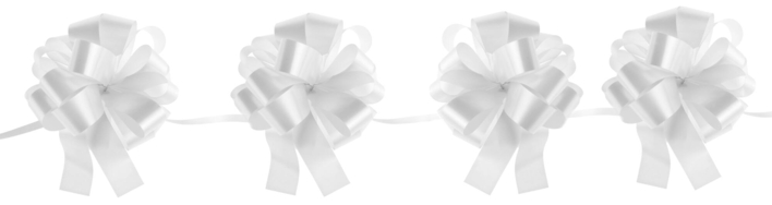 Guirlande med sløjfer i hvid til brudebil