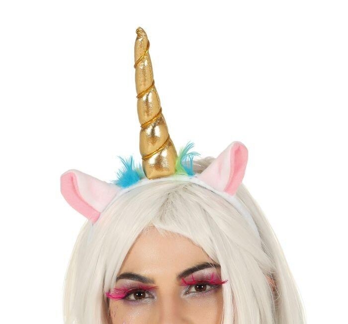 Enhjørning hårbøjle med guldfarvet horn